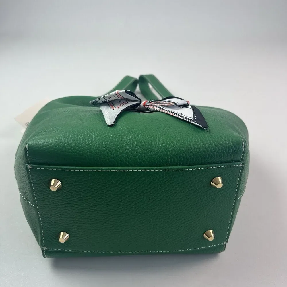 NWT La Via Firenze Green Leather Hobo Bag Made in Italy Shopper Tote Heritage